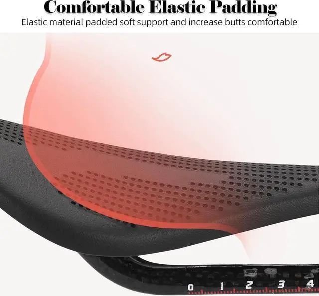 Alt view image 6 of 7 - Bike Seat Lightweight Carbon Fiber Bike Saddle Comfortable Road Bike Seat Bicycle Accessories for Men Women Pneumatic Cycling Saddle Cushion Shock Absorbing for Road MTB Mountain Bikes