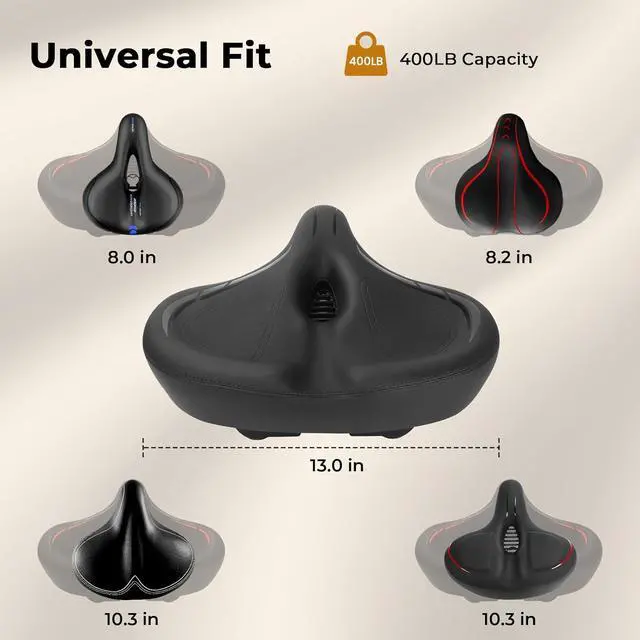Alt view image 5 of 6 - Oversized Bike Seat for Men Women Comfort,Wide Bike Seat Cushion Replacement, Breathable Corfortable Bicycle Seat Saddle Compatible with Peloton/Exercise/Stationary/Electric/Cruiser Bikes