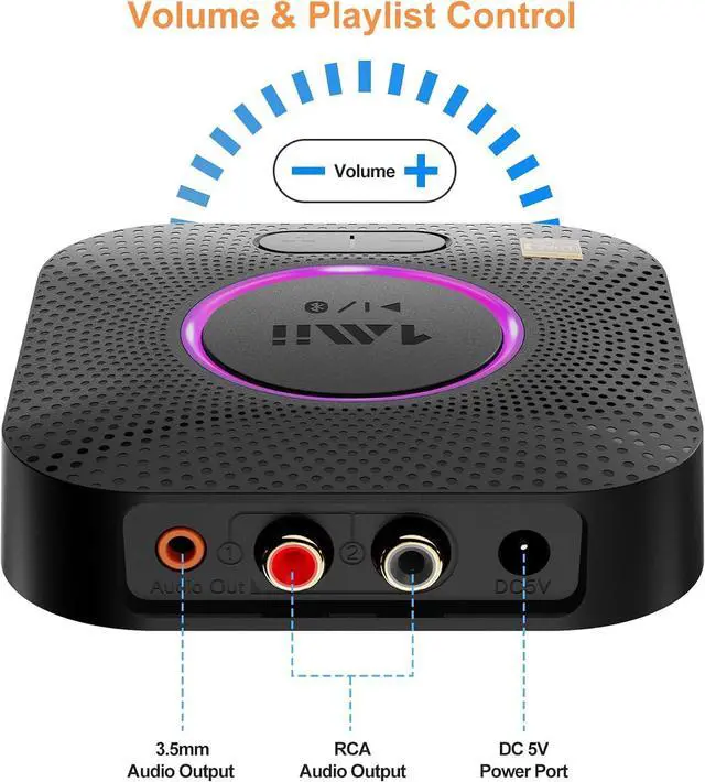 Alt view image 7 of 7 - B06S+ Bluetooth 5.2 Receiver HiFi Bluetooth Audio Adapter w/LDAC aptx HD & aptx Low Latency Long Range Hi-Res Audio with Volume Control 3.5mm & RCA outputs Easy Setup for Home Stereo System