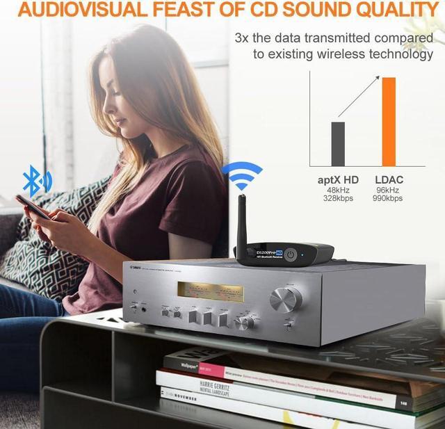 Alt view image 3 of 7 - HiFi Bluetooth 5.3 Music Receiver for Home Stereo with LDAC, Bluetooth Audio Adapter with Audiophile DAC aptX HD, RCA Optical Output for AV Receiver or Stereo Amplifier - DS200Pro