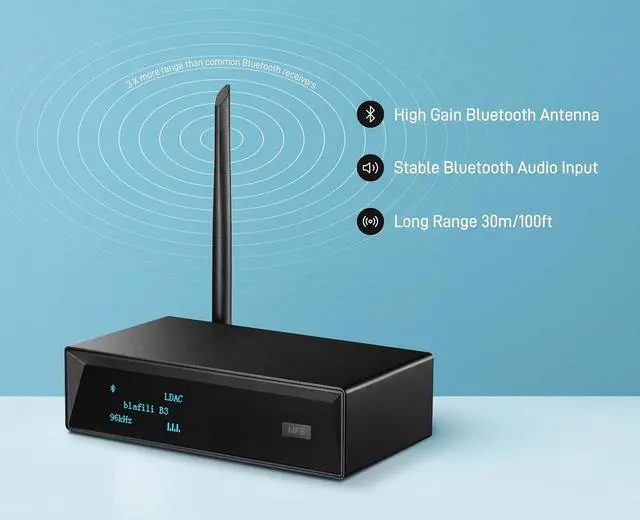 Alt view image 6 of 7 - B3 Professional XLR Bluetooth v5.1 Music Receiver LDAC & aptX HD Streamer Built-in ESS DAC Analog RCA Digital Optical and COAXIAL Outputs for Audio Mixer DJ Speakers & PA System