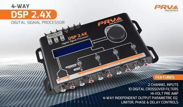 Alt view image 2 of 6 - Car Audio DSP 2.4X Digital Crossover and Equalizer 4 Channel Full Digital Signal Audio Processor DSP with Sequencer Remote Relay