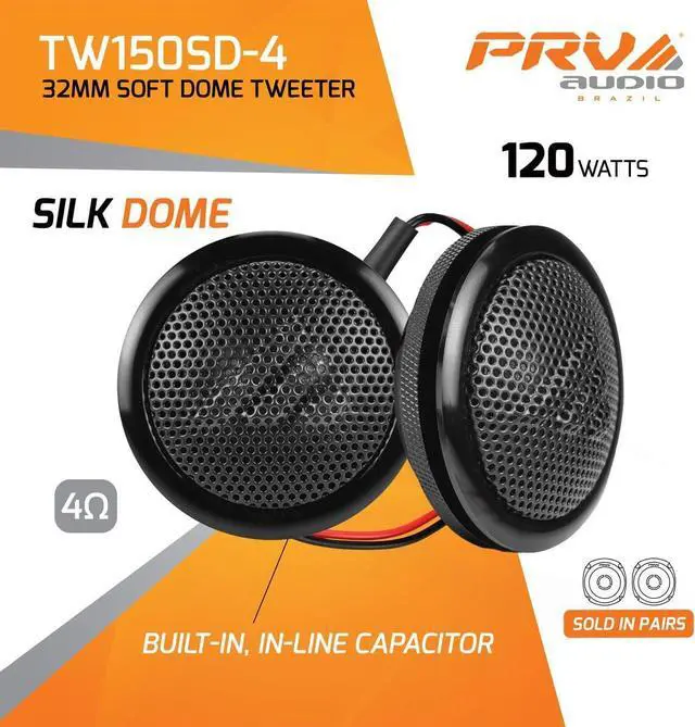 Alt view image 2 of 7 - Soft Dome Tweeters 240 Watts 4 Ohm TW150SD-4 with Built-in Crossover, 32 mm Silk Dome, Neodymium Magnet for Car Audio and Motorcycle Systems Easy Flush Mount (Pair)