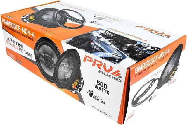 Alt view image 3 of 7 - Fiber 8" Midrange Speaker 500 Watts 4 Ohm Neodymium 8MR500CF-NDY-4 Water Resistant Pro Audio Loudspeaker for Boat UTV 4-Wheeler Motorcycle (2 Speakers)
