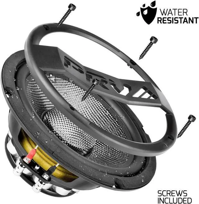 Alt view image 4 of 7 - Fiber 8" Midrange Speaker 500 Watts 4 Ohm Neodymium 8MR500CF-NDY-4 Water Resistant Pro Audio Loudspeaker for Boat UTV 4-Wheeler Motorcycle (2 Speakers)