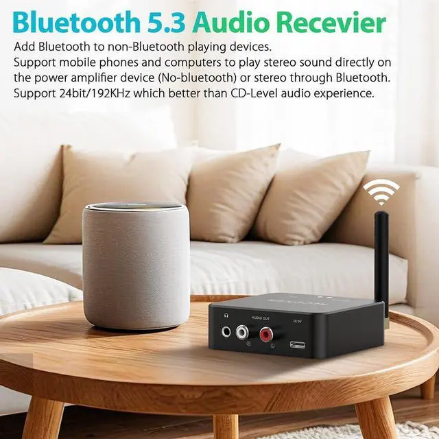 Alt view image 4 of 7 - 5.8GHz&5.2GHz Dual-Band Wireless Audio Transmitter Receiver for TV/PC, 160ft Long Range 0.018s Low Latency with bulit-in 2.4G Bluetooth 5.3 Receiver, Wireless Adapter Kit with RCA(3.5mm) Out/Input