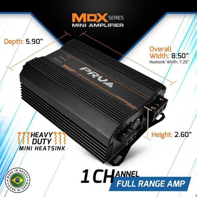Alt view image 4 of 7 - MDX2500.1 1 Ohm Mini Car Audio Amplifier 1 Channel 2600 Watts RMS Ultra Compact Full Range Monoblock Class D Amp for Powersports, Motorcycles, ATV, for High Power Loudspeaker Systems