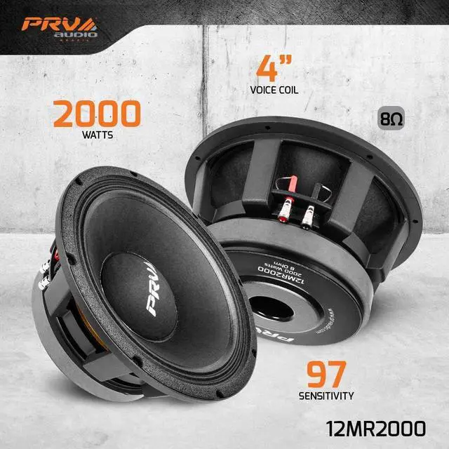 Alt view image 3 of 7 - 12 Inch Midrange Speaker 12MR2000 8 Ohm 2000 Watts, 4 in Voice Coil Midbass Woofer for Pro Audio Systems (Single)