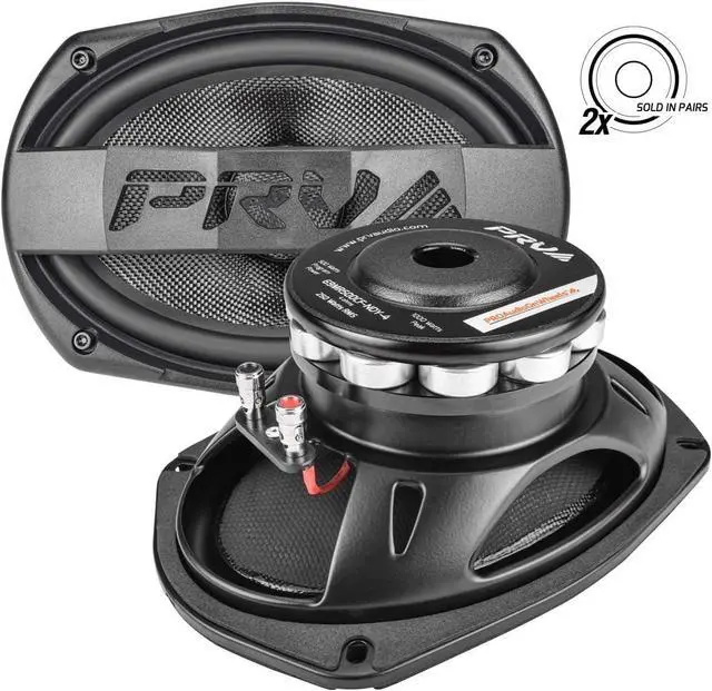 Main image of Fiber 6x9 Midrange Speaker 500 Watts 4 Ohm Neodymium 69MR500CF-NDY-4 Water Resistant Pro Audio Loudspeaker for Boat UTV 4-Wheeler Motorcycle (2 Speakers)