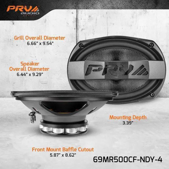 Alt view image 5 of 7 - Fiber 6x9 Midrange Speaker 500 Watts 4 Ohm Neodymium 69MR500CF-NDY-4 Water Resistant Pro Audio Loudspeaker for Boat UTV 4-Wheeler Motorcycle (2 Speakers)