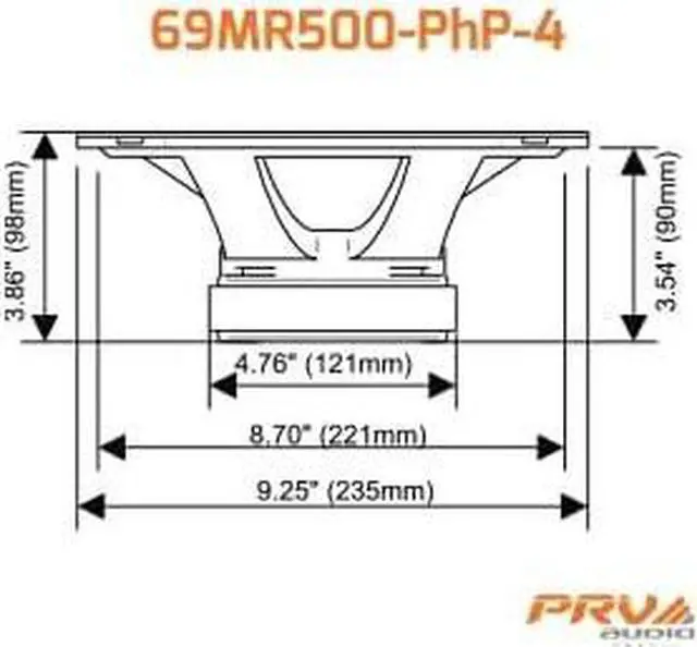 Alt view image 6 of 7 - 6x9 Inch Midrange Speaker 69MR500-PhP-4 500 Watts Program Power, 4 Ohm, 1.5 in Voice Coil, 250 Watts RMS Pro Car Audio Loudspeaker (Single)
