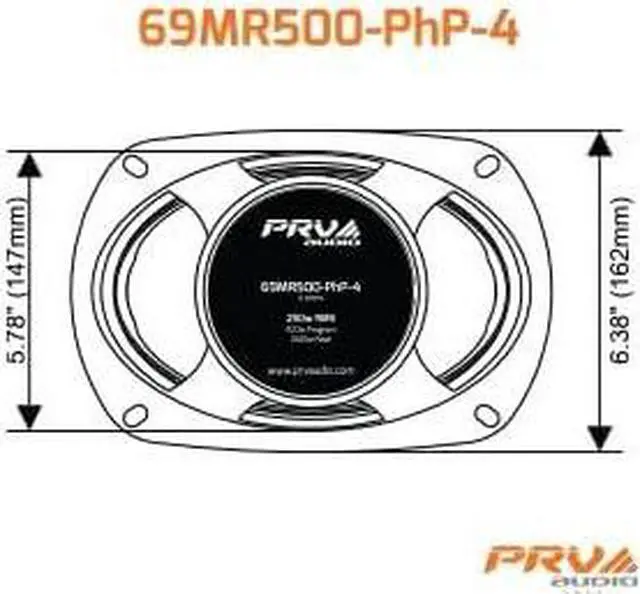 Alt view image 7 of 7 - 6x9 Inch Midrange Speaker 69MR500-PhP-4 500 Watts Program Power, 4 Ohm, 1.5 in Voice Coil, 250 Watts RMS Pro Car Audio Loudspeaker (Single)