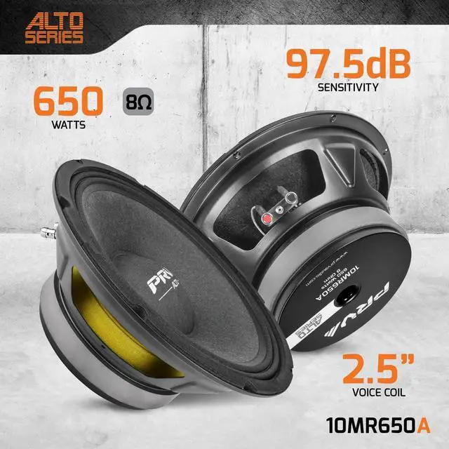 Alt view image 2 of 6 - 10MR650A 10 Inch Midrange Speaker, 8 Ohm, 650 Watts, 97.5 db, 2.5 in Voice Coil Alto Series PRO Audio Mid Range Loudspeaker (Single)