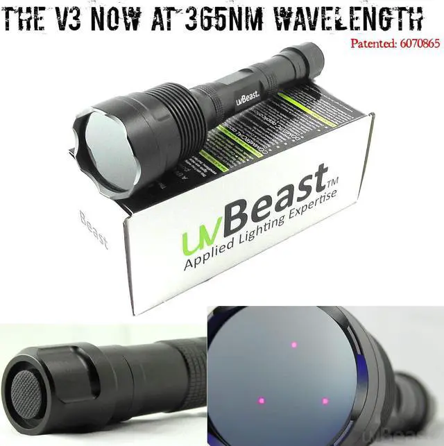 Alt view image 2 of 7 - V3 365nm Black Light UV Flashlight  High Definition Ultraviolet - HIgh Power and Long Range Professional Grade Beam Best for Professional/Commercial Use  USA Stock