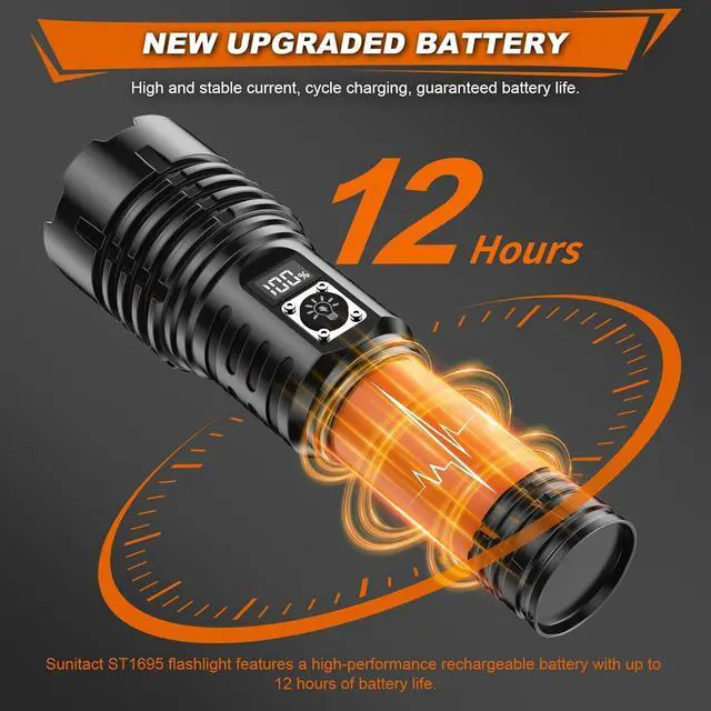 Alt view image 5 of 7 - Flashlights High Lumens Rechargeable, 990,000 Lumens XHM77.2 LED Flashlight Super Bright Flash Light Battery Powered, Powerful Flashlights Handheld Linternas for Emergencies Camping