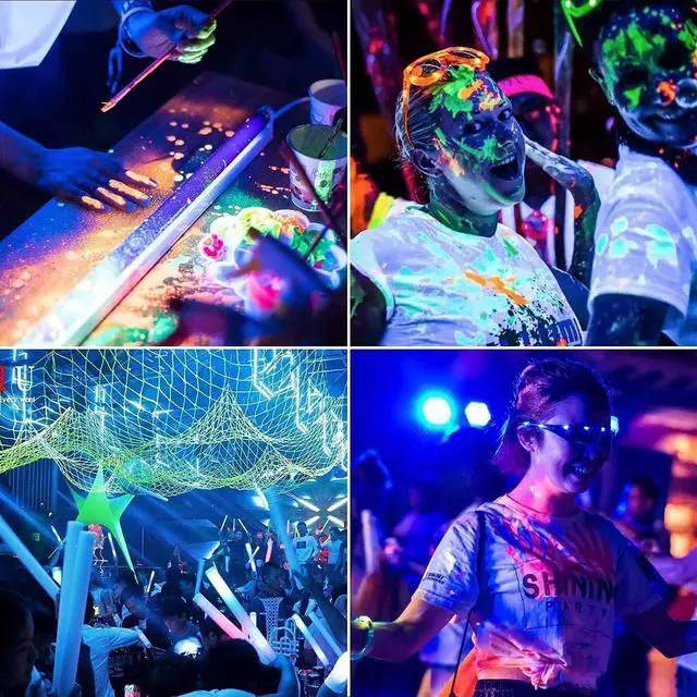 Alt view image 3 of 7 - 2 Pack 150W LED Black Light, Blacklight Flood Light with Plug, IP66 Waterproof Black Flood Light Neon Glow for Glow Party, Halloween, Fluorescent Poster, Body Paint, Aquarium, Glow in The Dark