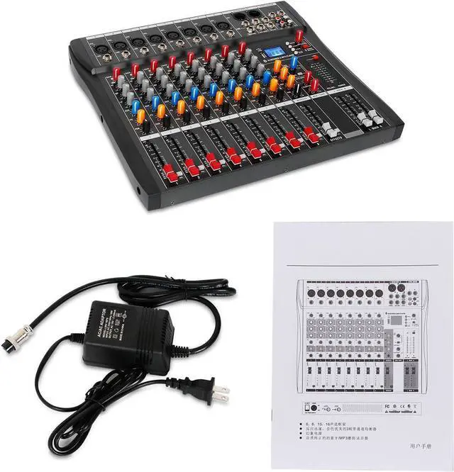 Alt view image 7 of 7 - DX8 Professional Mixer Sound Board Console 8 Channel Desk System Interface Digital USB MP3 Input 48V Phantom Power Stereo DJ Studio FX Steel Chassis,Black Bluetooth USB Audio Mixer for PC
