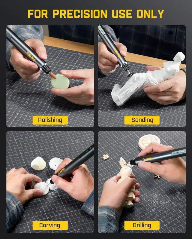 Alt view image 7 of 7 - F2 Master Mini Cordless Rotary Tool Kit 4V, Brushless Motor, 5 Variable Speed, 25000 RPM, Revostor Hub, 35 Accessories, Power Tool for Sanding, Polishing, Drilling, Carving, DIY Crafts