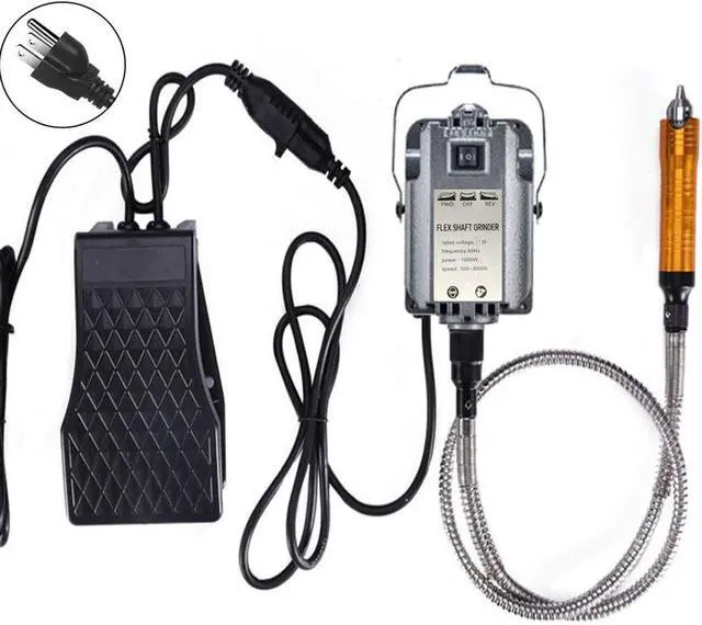Alt view image 2 of 7 - 1000W Rotary Tool Flex Shaft Electric Hanging Grinder Carver, Forward and Reverse Rotation, Multi-Function Metalworking Jewelry Repair Kit, Foot Pedal Control, Metal Flexible Shaft, 30000 RPM