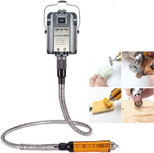 Alt view image 4 of 7 - 1000W Rotary Tool Flex Shaft Electric Hanging Grinder Carver, Forward and Reverse Rotation, Multi-Function Metalworking Jewelry Repair Kit, Foot Pedal Control, Metal Flexible Shaft, 30000 RPM