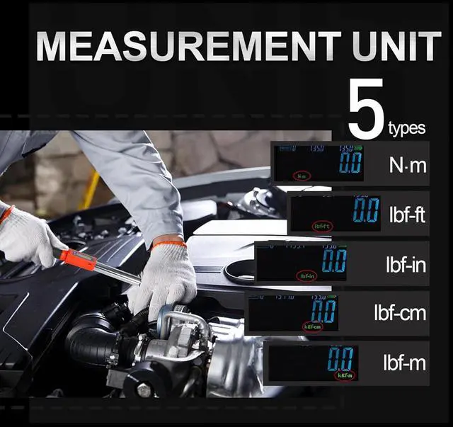 Alt view image 4 of 6 - Digital Torque Wrench 3 8 Drive, 5-100FT-LB/0-135N.M, Torque Range Accurate to ±2%,Electric Torque Wrench with Buzzer and LED Flash Notification for Bike/Motorcycle/Auto Repair