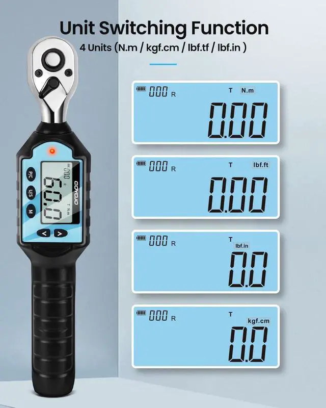 Alt view image 4 of 7 - Digital Torque Wrench, 60Nm&44.25 ft/lb High-Precision 3/8-Inch Drive, Professional Tool for Auto Repair, Bicycle, Motorcycle Maintenance, and DIY Projects