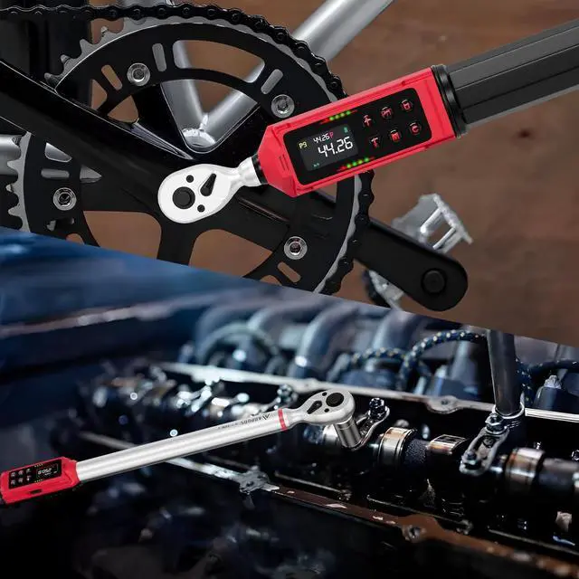 Alt view image 7 of 7 - 3/8" & 1/2" Digital Torque Wrench Set, (0.66-44.3 Ft.lb/0.9-60 Nm) & (3.8-250.8 Ft.lb/5.1-340 Nm), 8Pcs Electronic Torque Wrench Set with Vibration Handle, ±1% Accuracy for Bike, Moto, Car