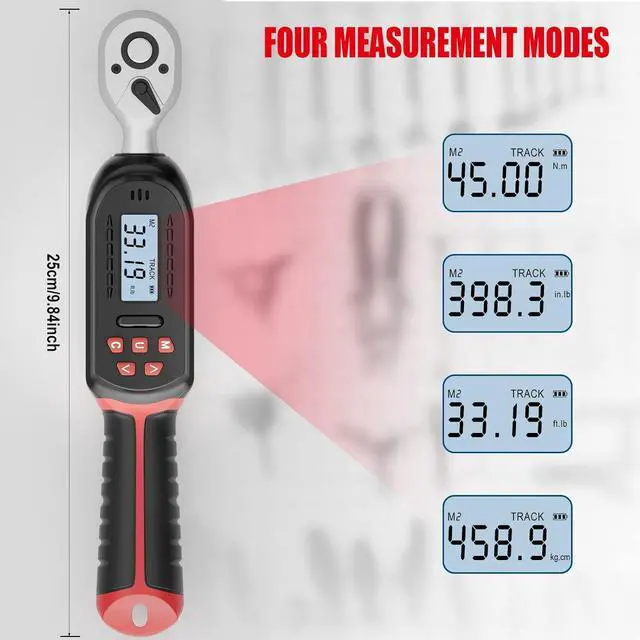 Alt view image 3 of 6 - Digital Torque Wrench 3/8 Inch drive(5-99.5 ft-lbs./6.8-135Nm), ±2% Torque Accuracy, Electronic Torque Wrench with Preset Value, Buzzer and LED Notification for Automotive Motorcycle & Bicycle
