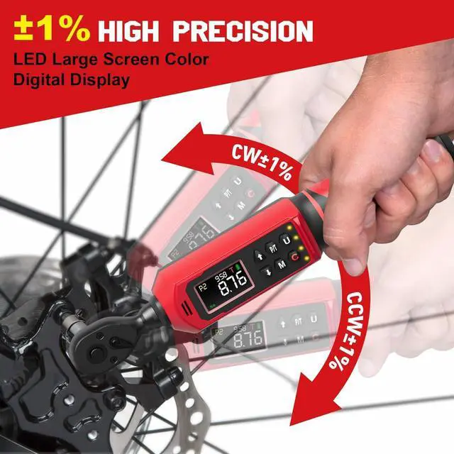 Alt view image 5 of 7 - 3/8-inch Digital Torque Wrench(0.66-44.29Ft.Lb/0.9-60N.m) ±1% Accuracy Digital Torque Wrench with Vibration, Buzzer,LED Notification and Five Units of Measure, for Bike, DIY and Home Repair