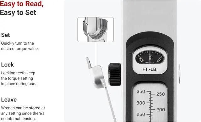 Alt view image 4 of 7 - 1/2 Inch Drive 72-Tooth Split Beam Torque Wrench (40-250 ft.-lb.) TRQ62203