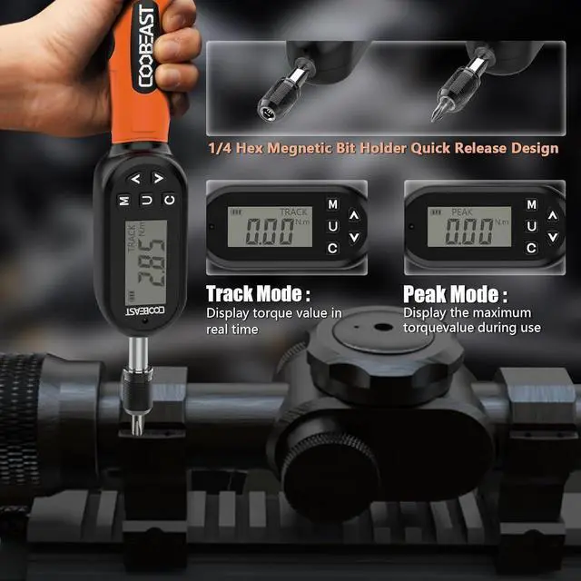 Alt view image 6 of 7 - 38pcs Digital Torque Screwdriver, 1.01-106.2 in-lbs/0.11-12 Nm, 1/4 inch Drive Electronic Adjustable Torque Wrench Set Vibration with Buzzer/LED Notification for Gunsmithing, Scope Mounting