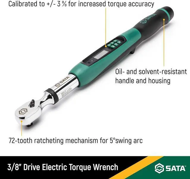 Alt view image 2 of 7 - SATA 3/8" Drive Electronic Torque Wrench 10-100 in/lbs (27-135 Nm) | ST96525