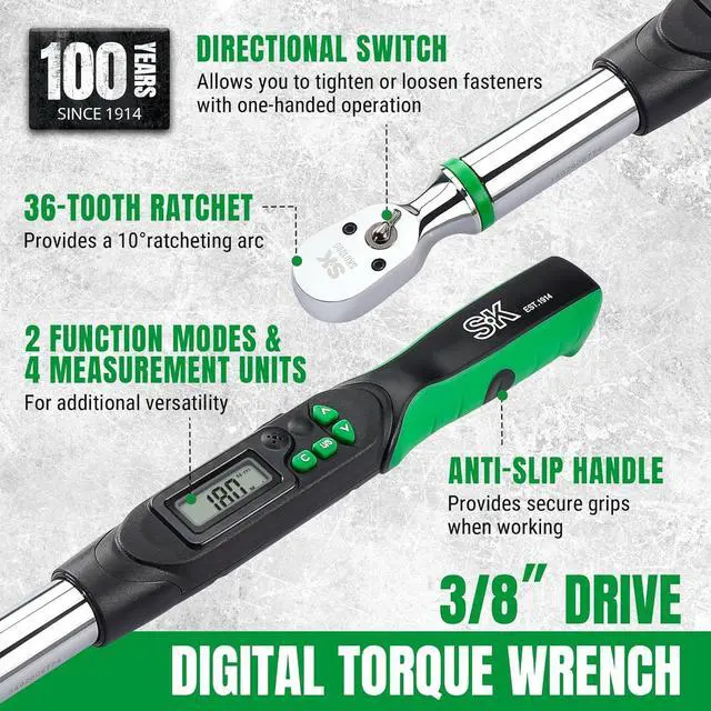 Alt view image 3 of 7 - Drive Digital Torque Wrench, 6.8 to 135 N-M, LED Display, Four Units of Measure & Flash Notification