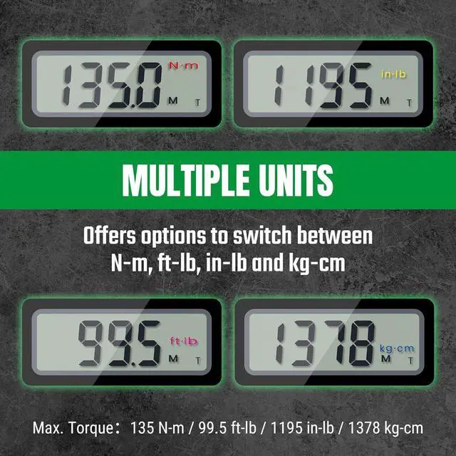 Alt view image 5 of 7 - Drive Digital Torque Wrench, 6.8 to 135 N-M, LED Display, Four Units of Measure & Flash Notification