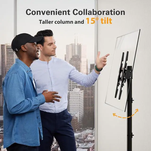 Alt view image 2 of 7 - Rolling TV Stand for 23-60 Inch LCD LED OLED 4K Smart TVs Holds up to 88lbs, Mobile TV Stand with Height Adjustable, Tilting TV Cart with Locking Wheels Max VESA 400x400mm, PGTVMC16