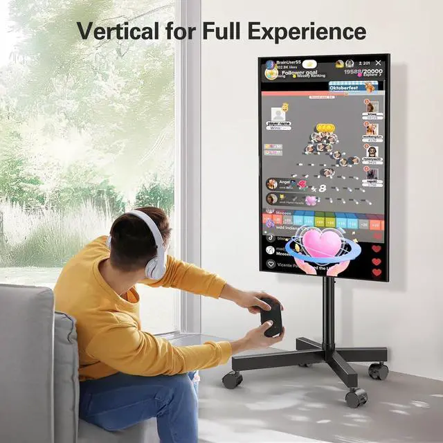 Alt view image 3 of 7 - Rolling TV Stand for 23-60 Inch LCD LED OLED 4K Smart TVs Holds up to 88lbs, Mobile TV Stand with Height Adjustable, Tilting TV Cart with Locking Wheels Max VESA 400x400mm, PGTVMC16