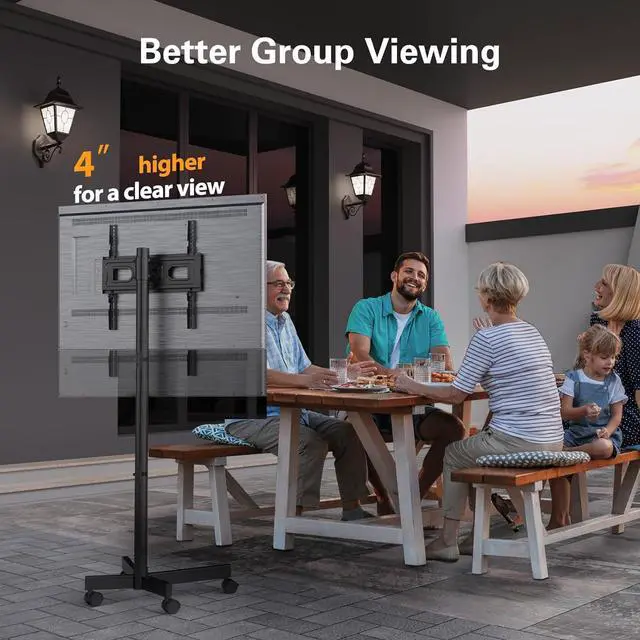 Alt view image 6 of 7 - Rolling TV Stand for 23-60 Inch LCD LED OLED 4K Smart TVs Holds up to 88lbs, Mobile TV Stand with Height Adjustable, Tilting TV Cart with Locking Wheels Max VESA 400x400mm, PGTVMC16