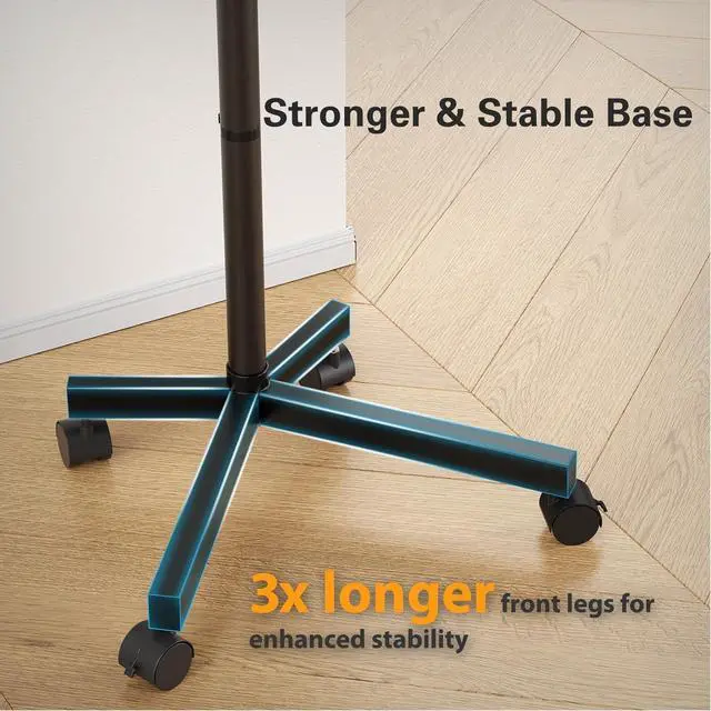 Alt view image 7 of 7 - Rolling TV Stand for 23-60 Inch LCD LED OLED 4K Smart TVs Holds up to 88lbs, Mobile TV Stand with Height Adjustable, Tilting TV Cart with Locking Wheels Max VESA 400x400mm, PGTVMC16