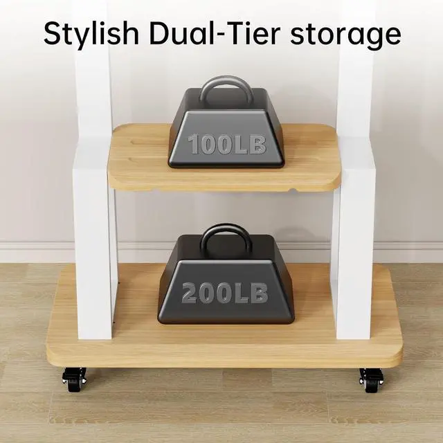 Alt view image 5 of 7 - Mobile TV Stand Rolling TV Cart with Wheels for 32-75 Inch Flat/Curved Led/LCD/OLED Portable Floor TV Stand with Shelf, Height Adjustable Heavy-Duty Holds up to 180lbs,Max VESA 600 * 400mm (White)