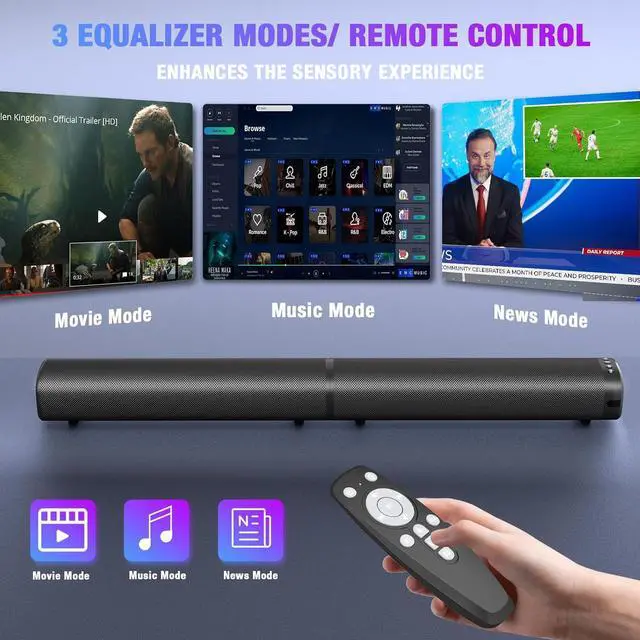 Alt view image 5 of 7 - Sound Bar, Sound Bar for Smart TV, 5.3 Bluetooth Sound Bar 2 in 1 Detachable Surround Sound System for TV Home Audio Soundbar Speaker, Sound Bar with 3D Surround Bass Effect