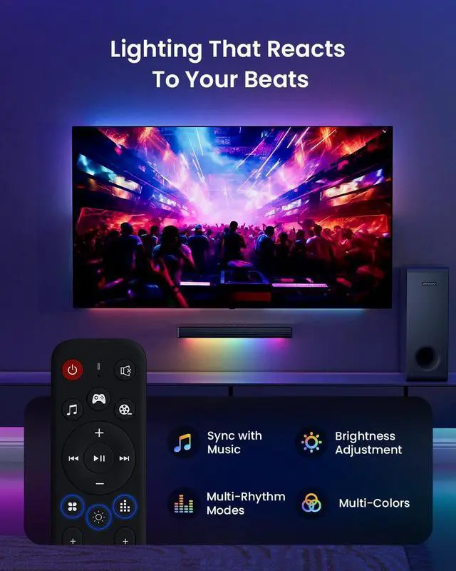 Alt view image 4 of 6 - Sound Bar for Smart TV 3.1CH PC Gaming Soundbar with Subwoofer RGB Lighting Audio Sync Surround System BT 5.3/HD-ARC/Optical/AUX/USB Desktop Tablets Consoles Home Cinema by DT