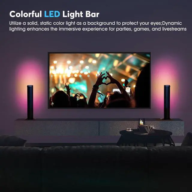 Alt view image 3 of 7 - 2.2 Sound Bar for TV with Built-in Subwoofers, 32 Inches Detachable Soundbar Speaker, Bluetooth 5.3/Optical/AUX/USB Connection with Colorful Backlight (Black)