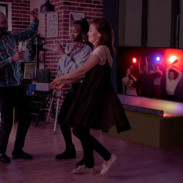 Alt view image 7 of 7 - 2.2 Sound Bar for TV with Built-in Subwoofers, 32 Inches Detachable Soundbar Speaker, Bluetooth 5.3/Optical/AUX/USB Connection with Colorful Backlight (Black)