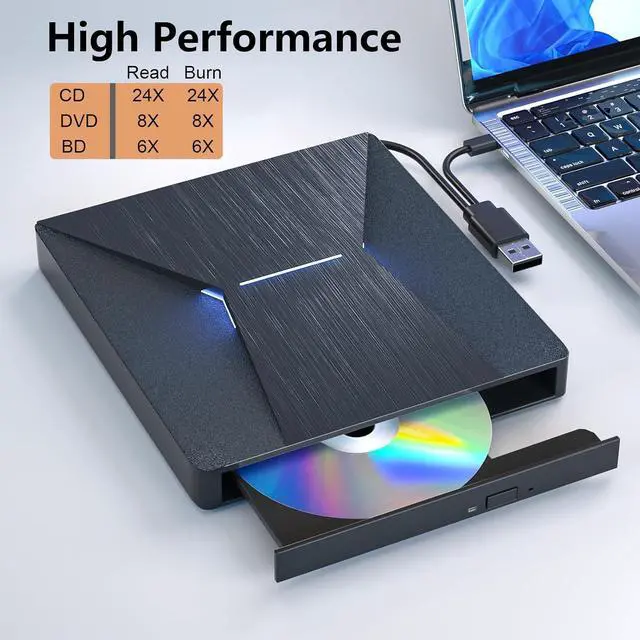 Alt view image 4 of 7 - External Bluray CD DVD Burner, USB 3.0 and Type-C Bluray CD DVD Reader and Writter 3D Slim Optical CD Drive Compatible with Windows XP/7/8/10, Laptop, Desktop, MacOS for MacBook