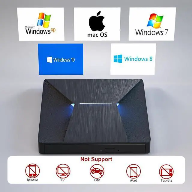 Alt view image 5 of 7 - External Bluray CD DVD Burner, USB 3.0 and Type-C Bluray CD DVD Reader and Writter 3D Slim Optical CD Drive Compatible with Windows XP/7/8/10, Laptop, Desktop, MacOS for MacBook