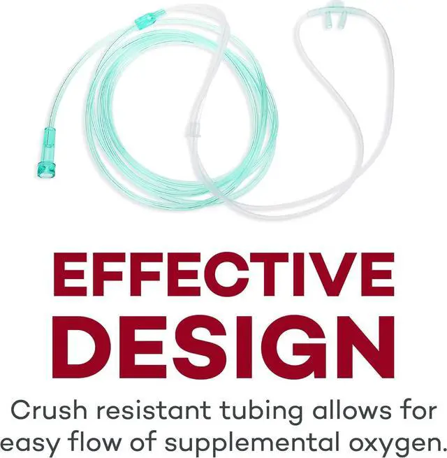 Alt view image 3 of 7 - Adult Standard Nasal Cannula  Straight with 7 ft (2.1m), Soft Green, Cannula Nasal Tubing for Oxygen, Highly Visible, Kink Resistant, Lightweight Tubing (50 Pack)