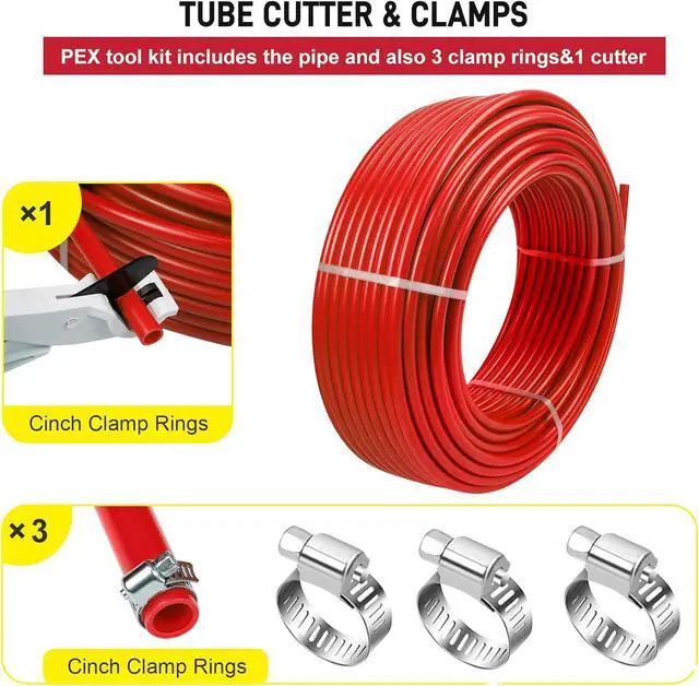 Alt view image 6 of 7 - 1/2 Inch 300ft 1 Rolls PEX Tubing EVOH PEX-B Pipe Oxygen Barrier Durable Leakage-Proof Flexible for Residential Water Lines in Homes PEX Radiant Heat Tubing(Red)