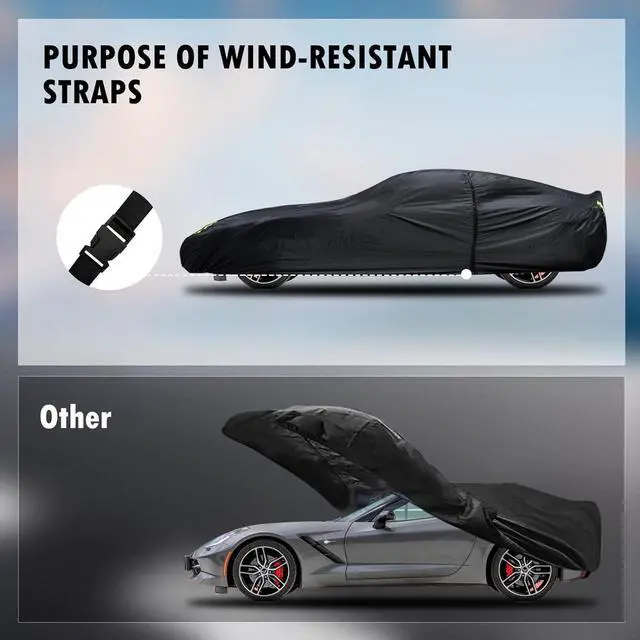 Alt view image 5 of 7 - Car Cover Custom Fit for Chevrolet Corvette C4 C5 C6 C7 C8 19802023, Waterproof All Weather Full Exterior Cover Rain Sun Snow Protect with Door Zipper (Not Include Mirror Pocket)