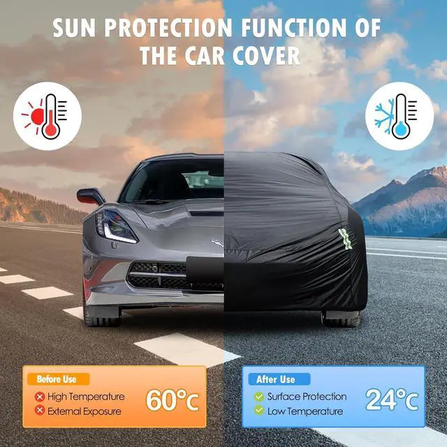 Alt view image 6 of 7 - Car Cover Custom Fit for Chevrolet Corvette C4 C5 C6 C7 C8 19802023, Waterproof All Weather Full Exterior Cover Rain Sun Snow Protect with Door Zipper (Not Include Mirror Pocket)