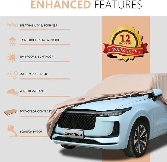 Main image of Car Cover Waterproof All Weather, Heavy Duty SUV Car Cover with Locking Cable, Outdoor Full Car Cover Rain Sun UV Protection, Car Covers for Automobiles Universal Fit for SUV (191"-205")